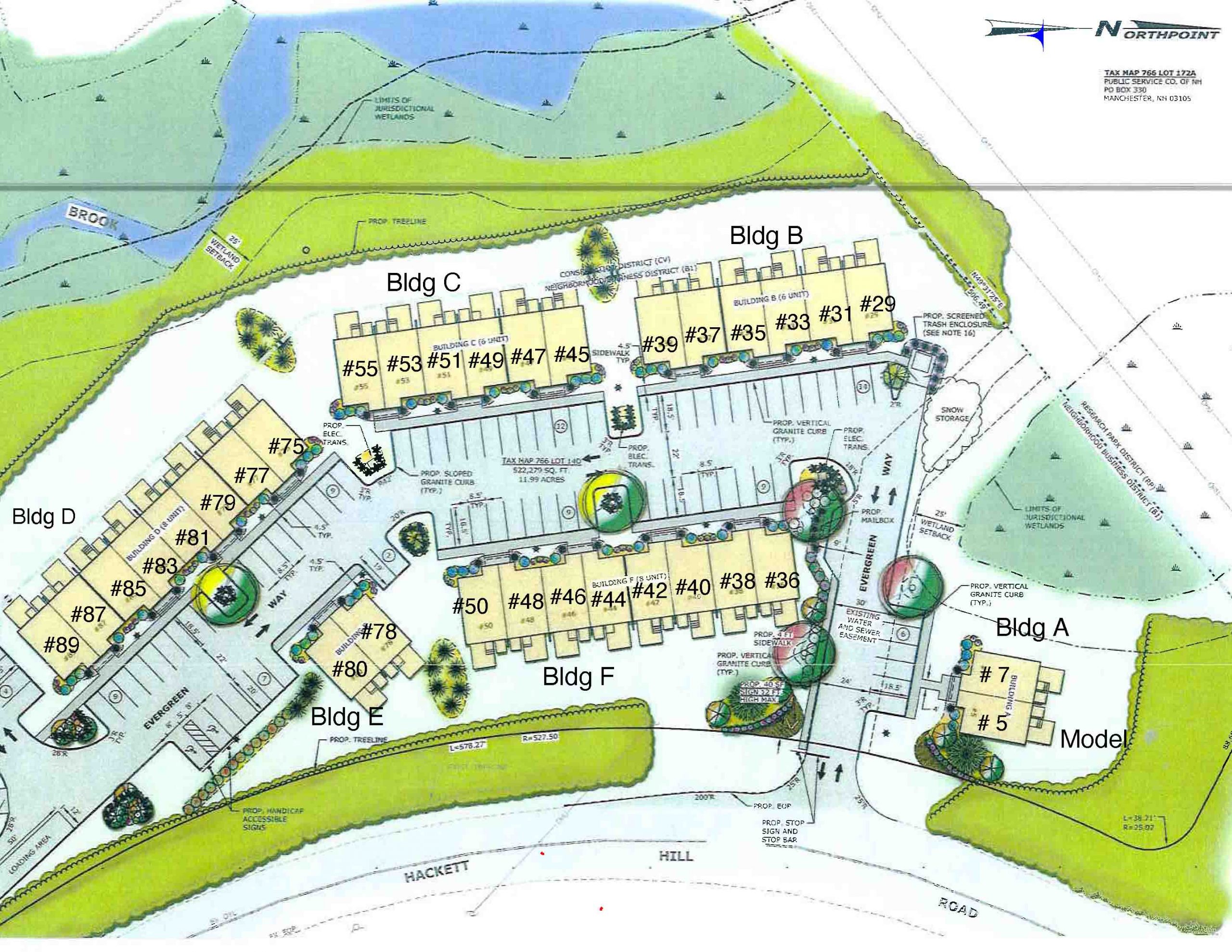Evergreen Way community site plan by Socha Companies is a quality townhouse community in Manchester, NH