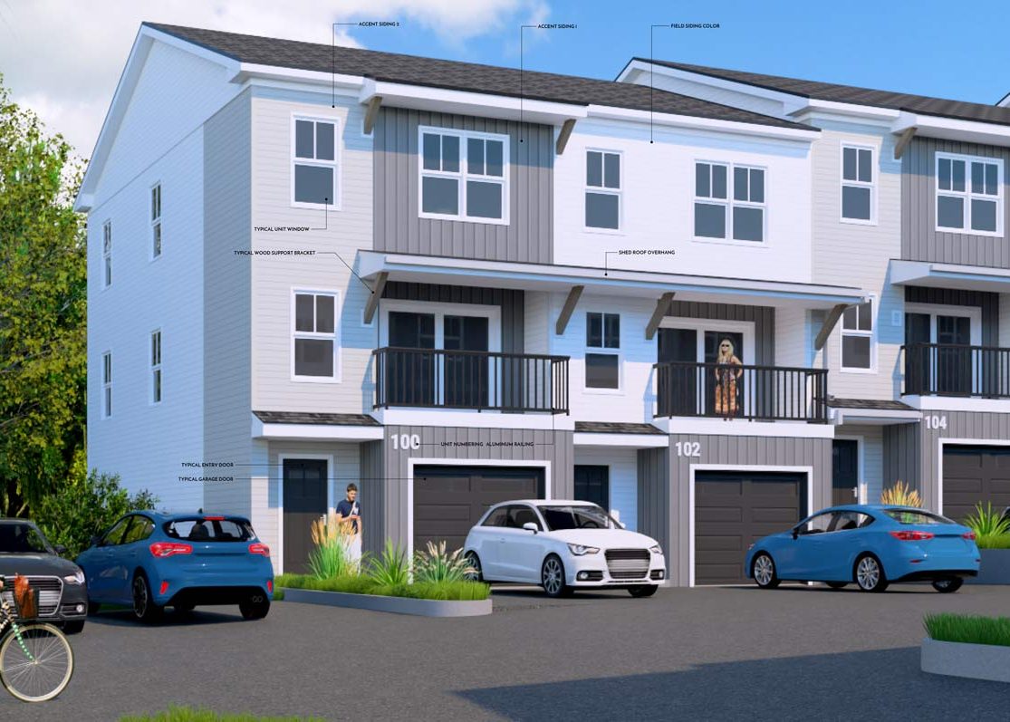 Boulder Way Unit Elevation Rendering Header 3 Elevation Rendering of Boulder Way townhome unit in Manchester NH